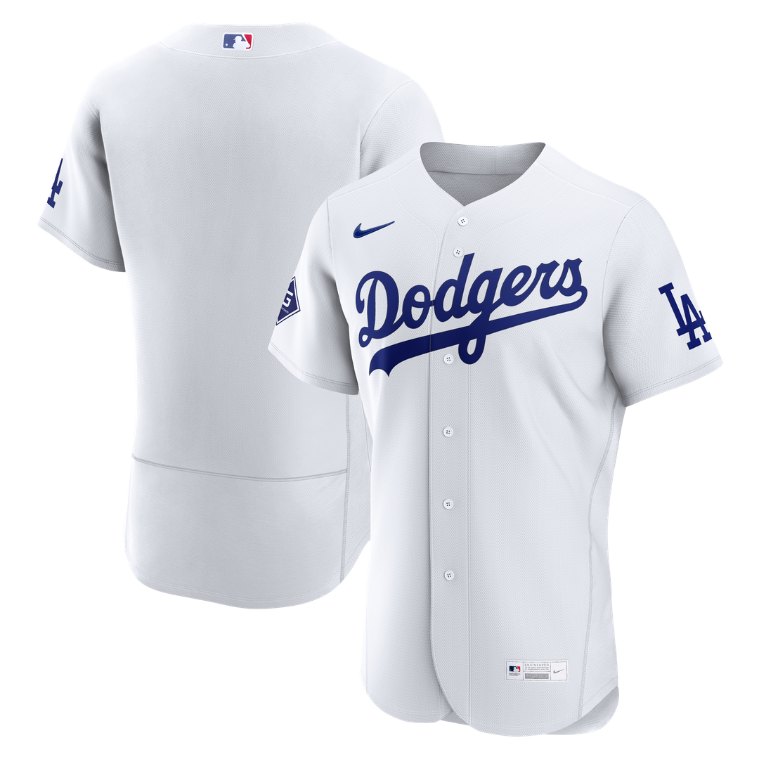 Los Angeles Dodgers Nike Home Sponsor Patch Authentic Jersey - White Team Jersey Sports Fan Apparel
