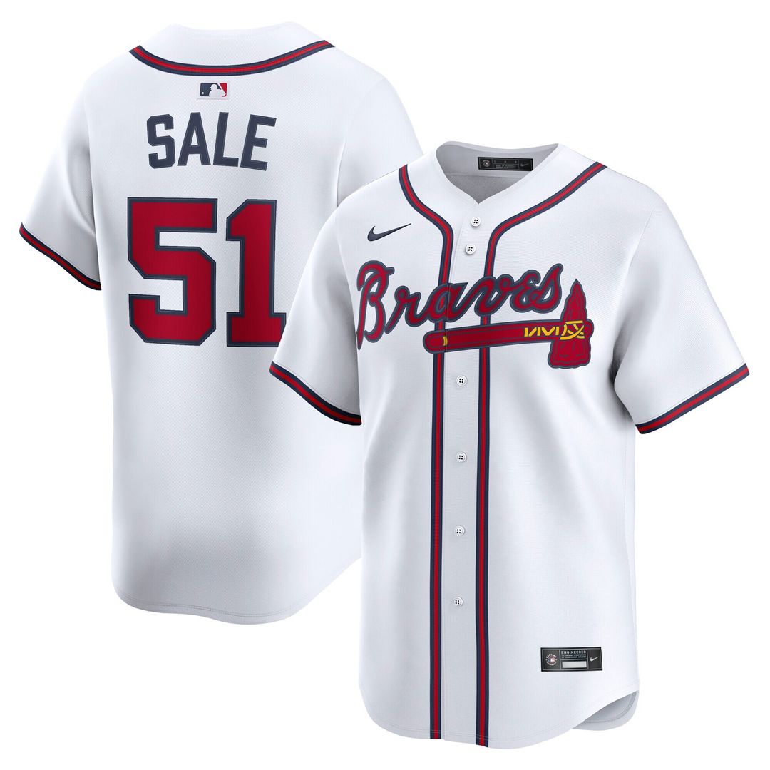 Atlanta Braves Chris Sale Nike Home Limited Player Jersey - White Team Jersey Sports Fan Apparel