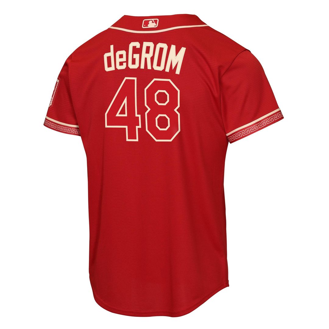 Texas Rangers Jacob deGrom Nike Youth 2026 City Connect Stadium Jersey - Red Team Jersey Sports Fan Apparel