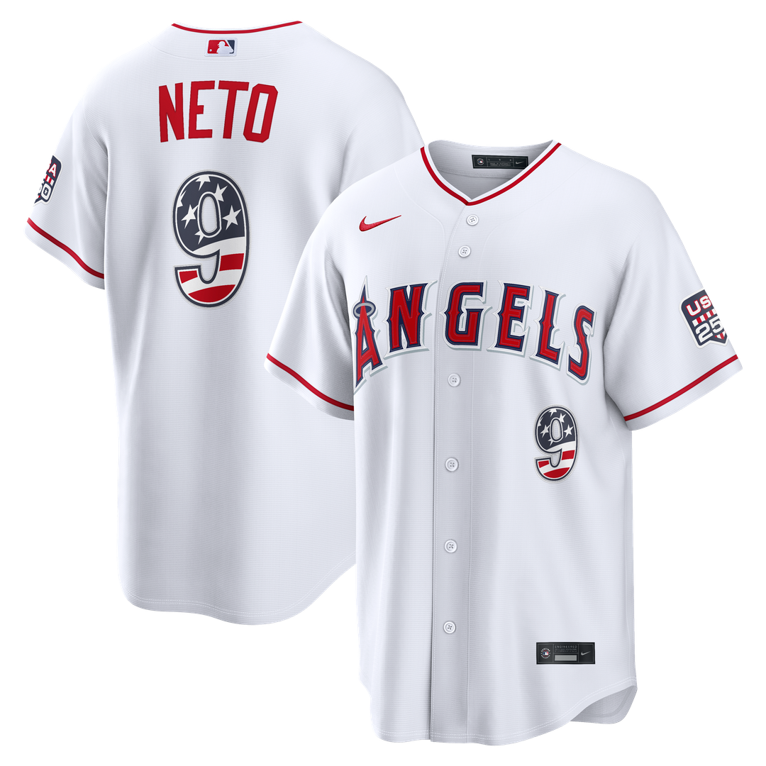Los Angeles Angels Zach Neto Nike USA 250 Fourth of July Stadium Jersey - White Team Jersey Sports Fan Apparel