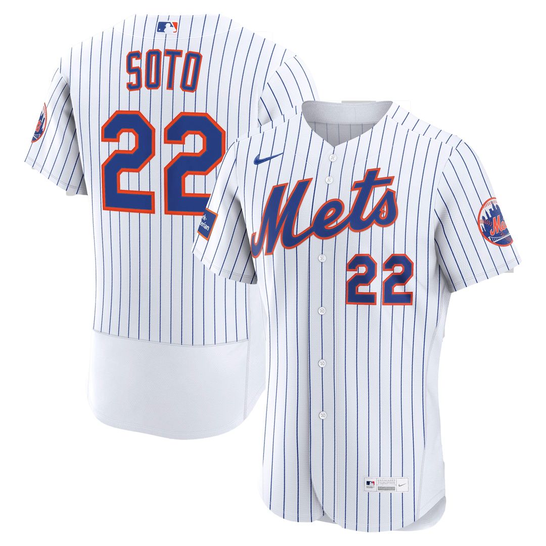 New York Mets Juan Soto Nike Home Authentic Sponsor Patch Jersey - White Team Jersey Sports Fan Apparel