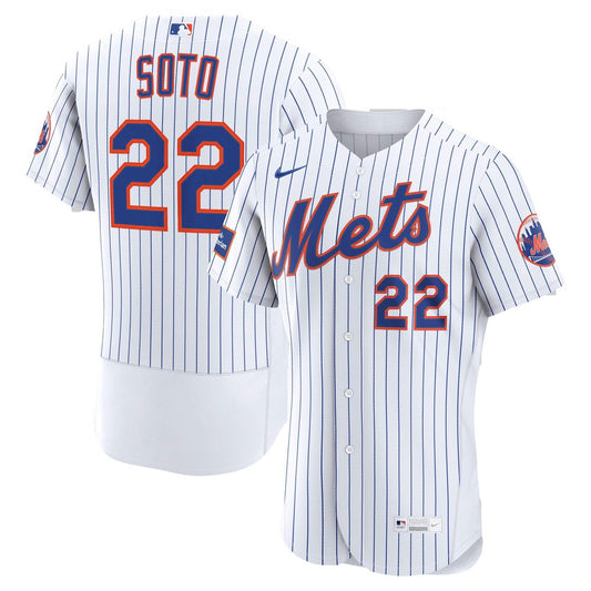 New York Mets Juan Soto Nike Home Authentic Sponsor Patch Jersey - White Team Jersey Sports Fan Apparel