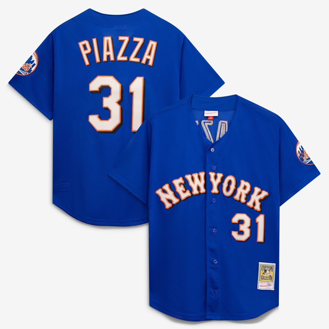 New York Mets Mike Piazza Mitchell & Ness Cooperstown Mesh Batting Practice Button - Up Jersey - Royal Team Jersey Sports Fan Apparel