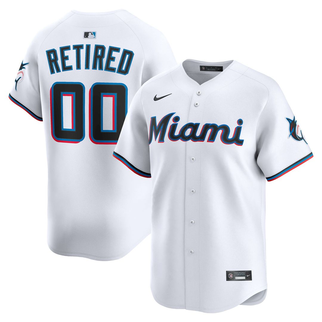 Miami Marlins Nike Home Limited Pick - A - Player Retired Roster Jersey - White Team Jersey Sports Fan Apparel