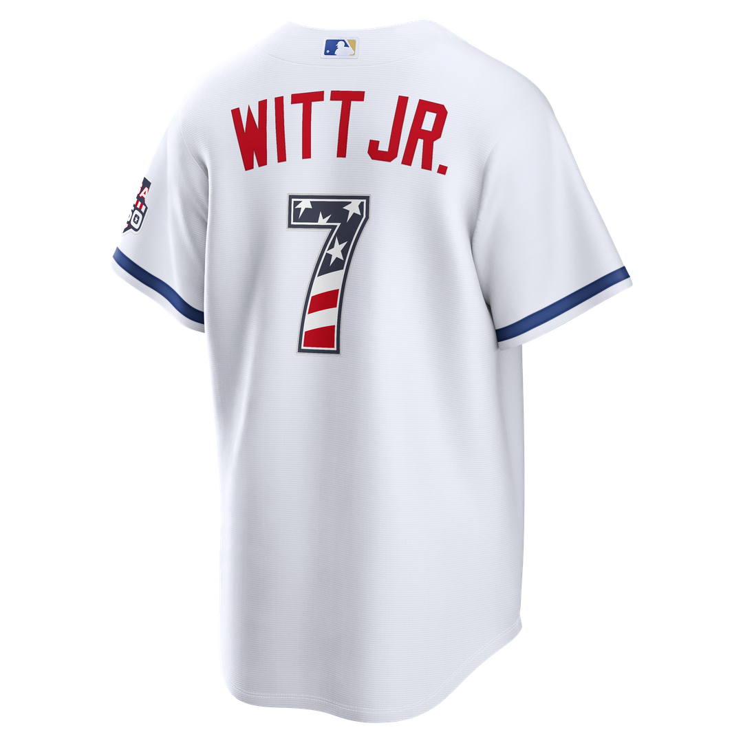 Kansas City Royals Bobby Witt Jr. Nike USA 250 Fourth of July Home Stadium Jersey - White Team Jersey Sports Fan Apparel