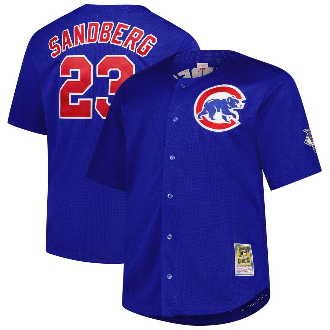 Chicago Cubs Ryne Sandberg Mitchell & Ness Big & Tall Cooperstown Mesh Batting Practice Jersey - Royal Team Jersey Sports Fan Apparel