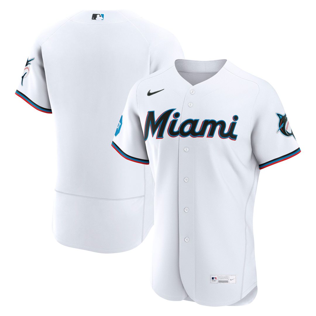 Miami Marlins Nike Home Authentic Jersey - White Team Jersey Sports Fan Apparel