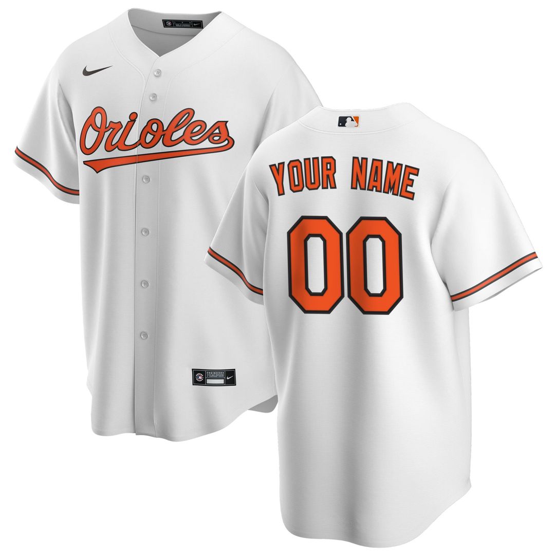 Baltimore Orioles Nike Home Replica Custom Jersey - White Team Jersey Sports Fan Apparel