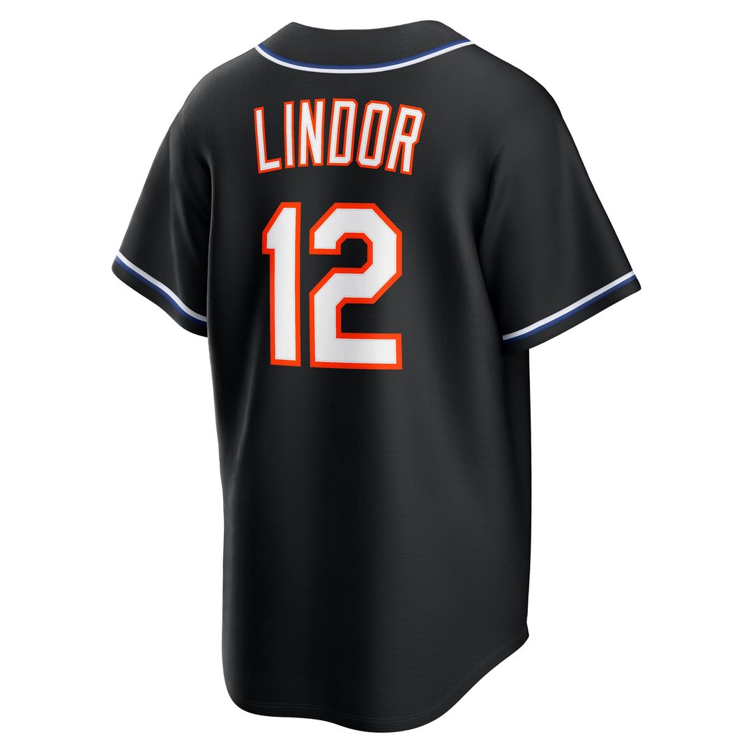 New York Mets Francisco Lindor Nike Fashion Replica Black Out Jersey Team Jersey Sports Fan Apparel