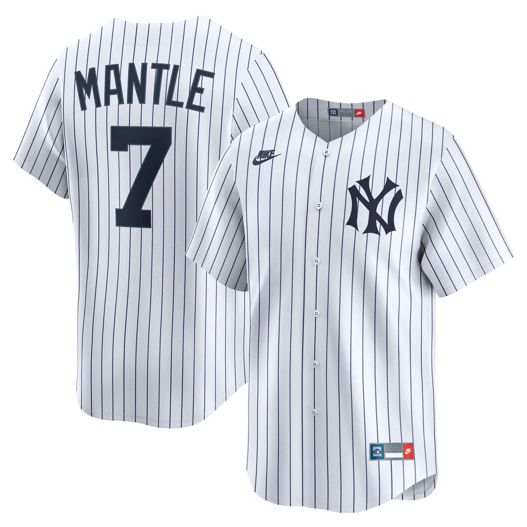 New York Yankees Mickey Mantle Nike Throwback Cooperstown Limited Jersey - White Team Jersey Sports Fan Apparel