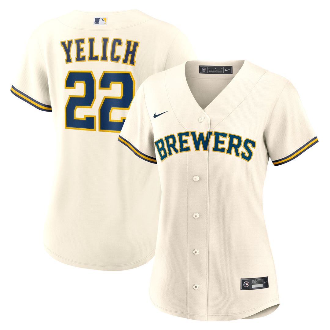 Milwaukee Brewers Christian Yelich Nike Women's Home Replica Player Jersey - Cream Team Jersey Sports Fan Apparel