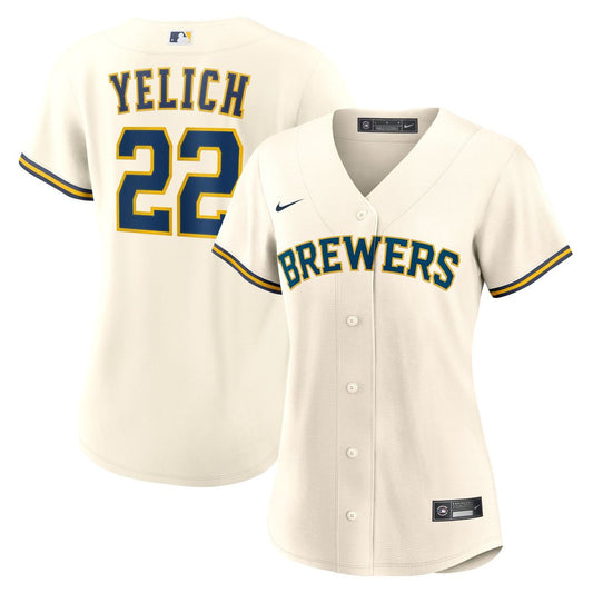 Milwaukee Brewers Christian Yelich Nike Women's Home Replica Player Jersey - Cream Team Jersey Sports Fan Apparel