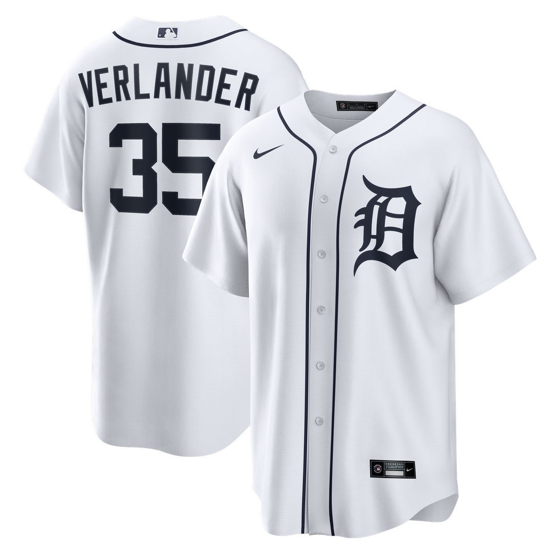 Detroit Tigers Justin Verlander Nike Home Replica Jersey - White Team Jersey Sports Fan Apparel