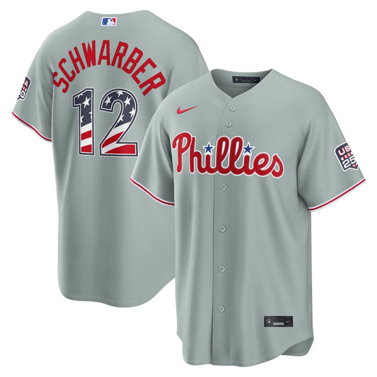 Philadelphia Phillies Kyle Schwarber Nike USA 250 Fourth of July Road Stadium Jersey - Gray Team Jersey Sports Fan Apparel