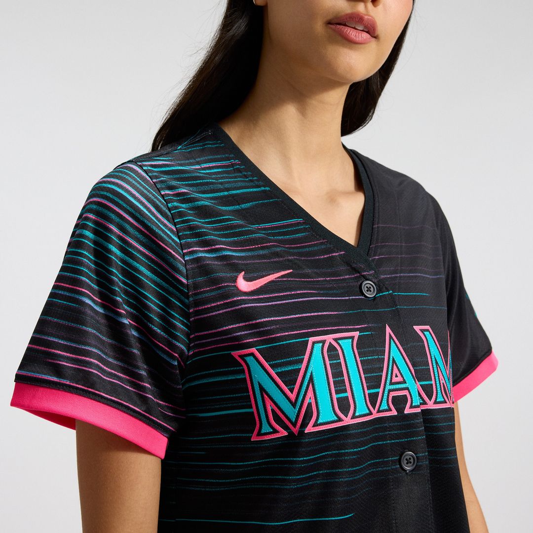 Miami Marlins Nike Women's 2025 City Connect Limited Jersey - Black Team Jersey Sports Fan Apparel