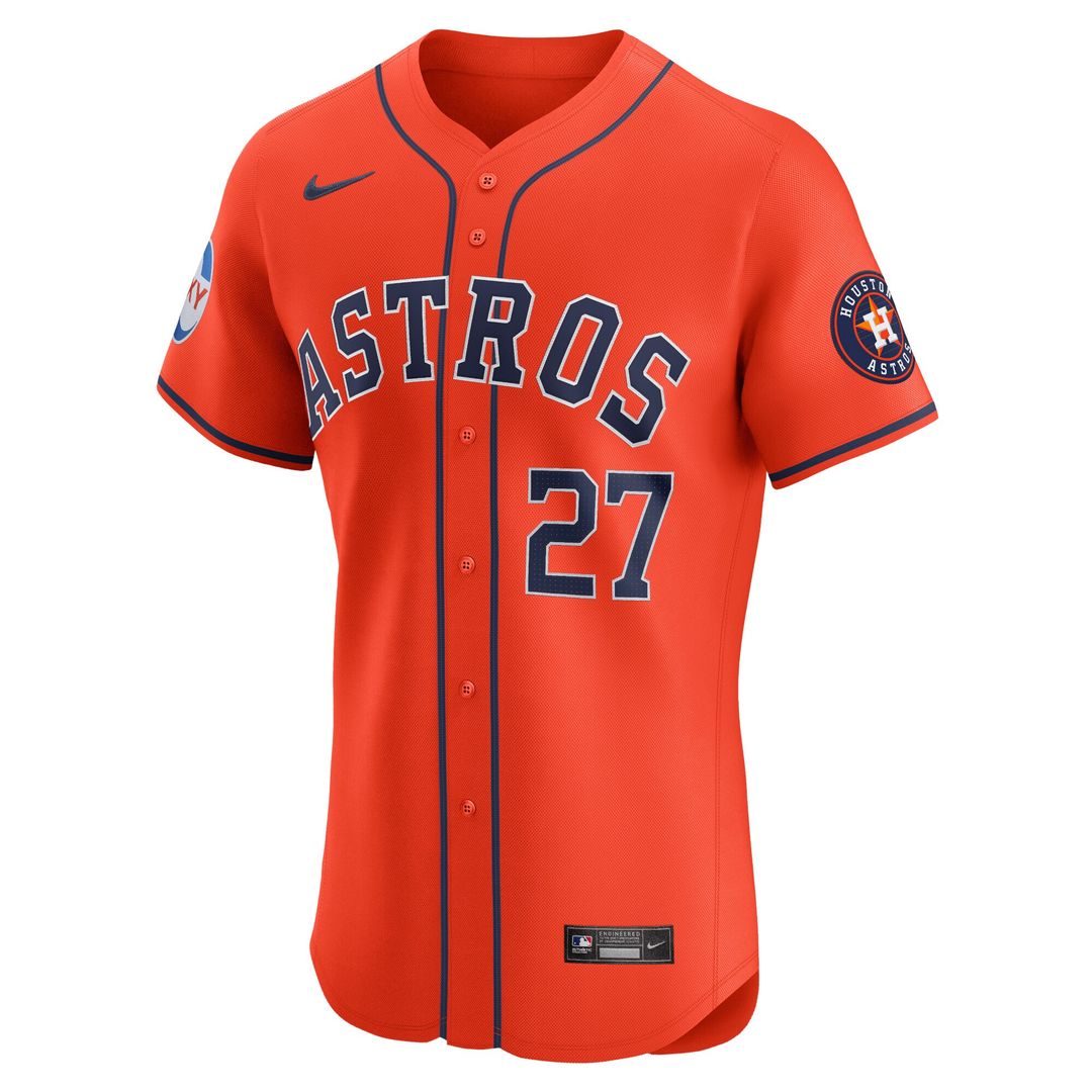 Houston Astros Jose Altuve Nike Alternate Elite Sponsor Patch Player Jersey - Orange Team Jersey Sports Fan Apparel