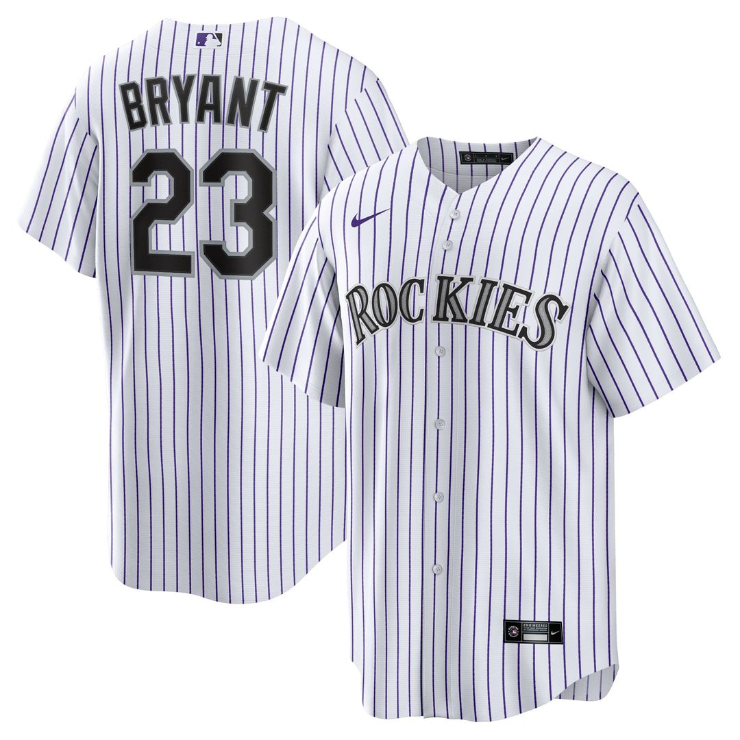 Colorado Rockies Kris Bryant Nike Replica Player Jersey - White/Purple Team Jersey Sports Fan Apparel