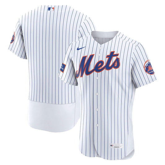 New York Mets Nike Home Sponsor Patch Authentic Jersey - White Team Jersey Sports Fan Apparel