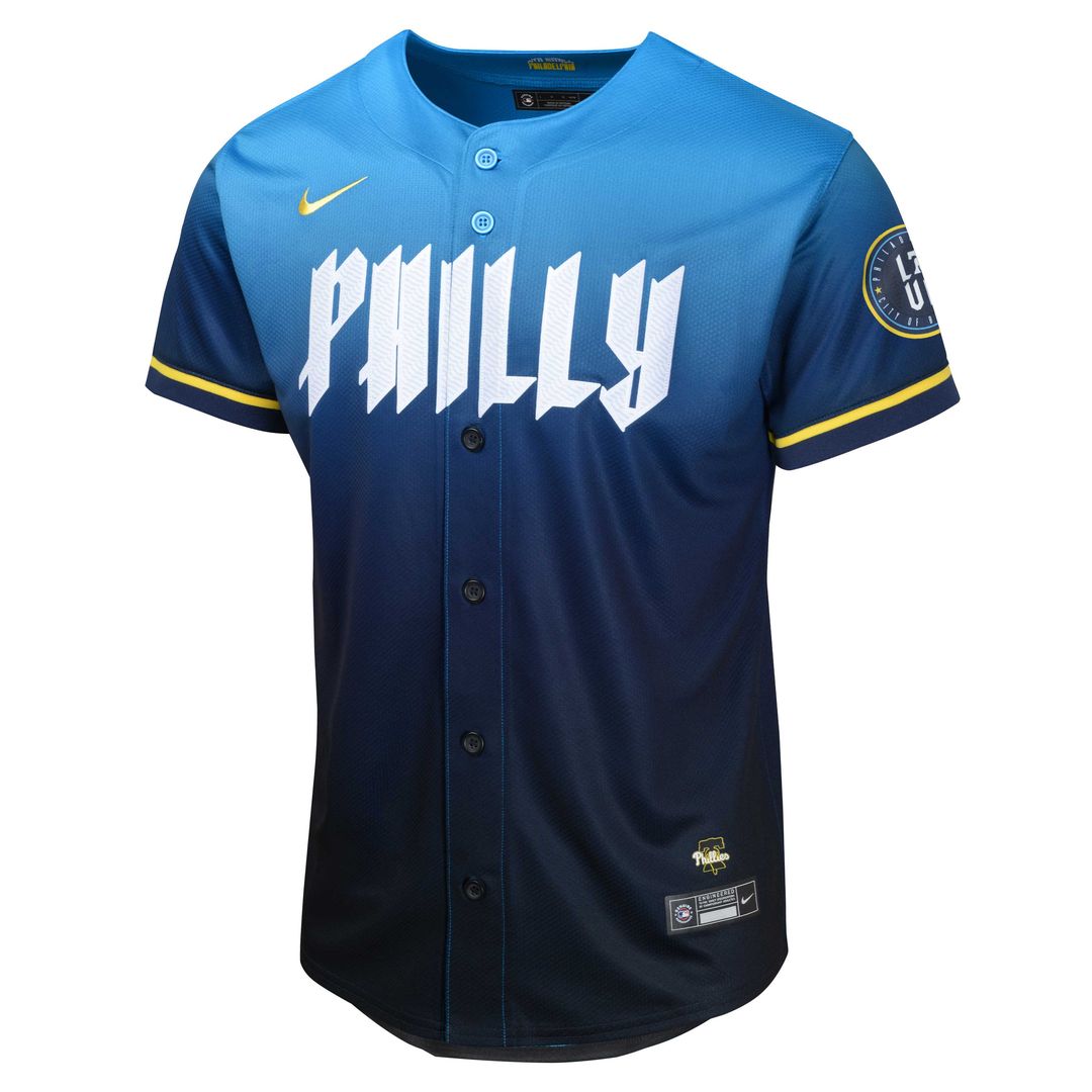 Philadelphia Phillies Zack Wheeler Nike Youth 2024 City Connect Limited Player Jersey - Blue Team Jersey Sports Fan Apparel