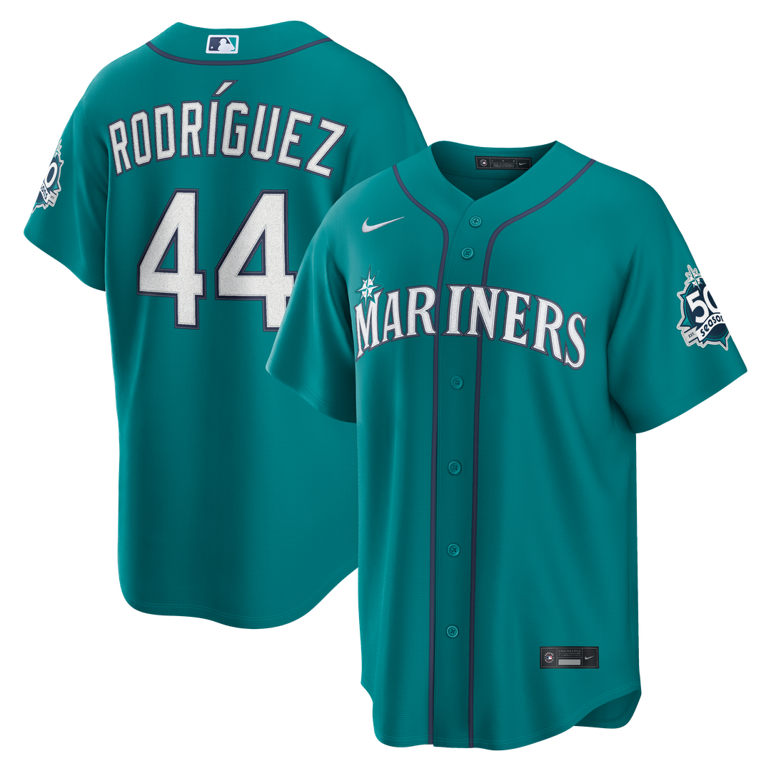 Seattle Mariners Julio Rodríguez Nike Alternate Stadium 50th Season Patch Jersey - Teal Team Jersey Sports Fan Apparel