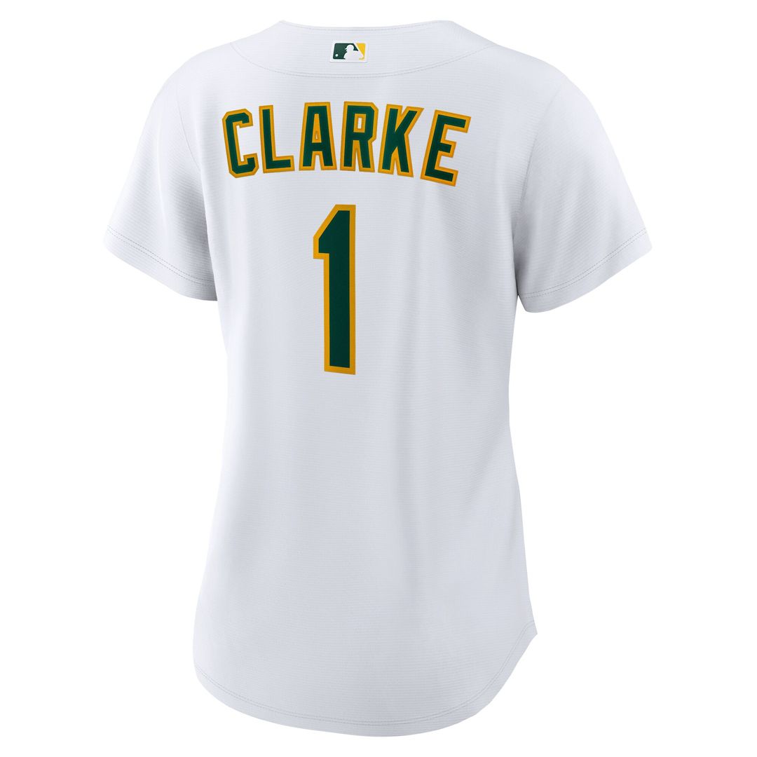 Athletics Denzel Clarke Nike Women's Home Replica Jersey - White Team Jersey Sports Fan Apparel