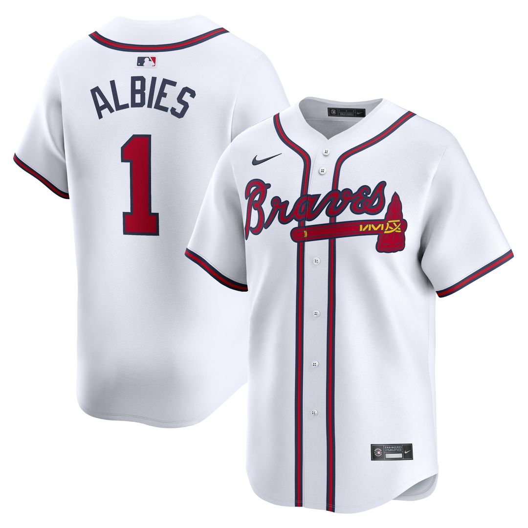 Atlanta Braves Ozzie Albies Nike Home Limited Player Jersey - White Team Jersey Sports Fan Apparel