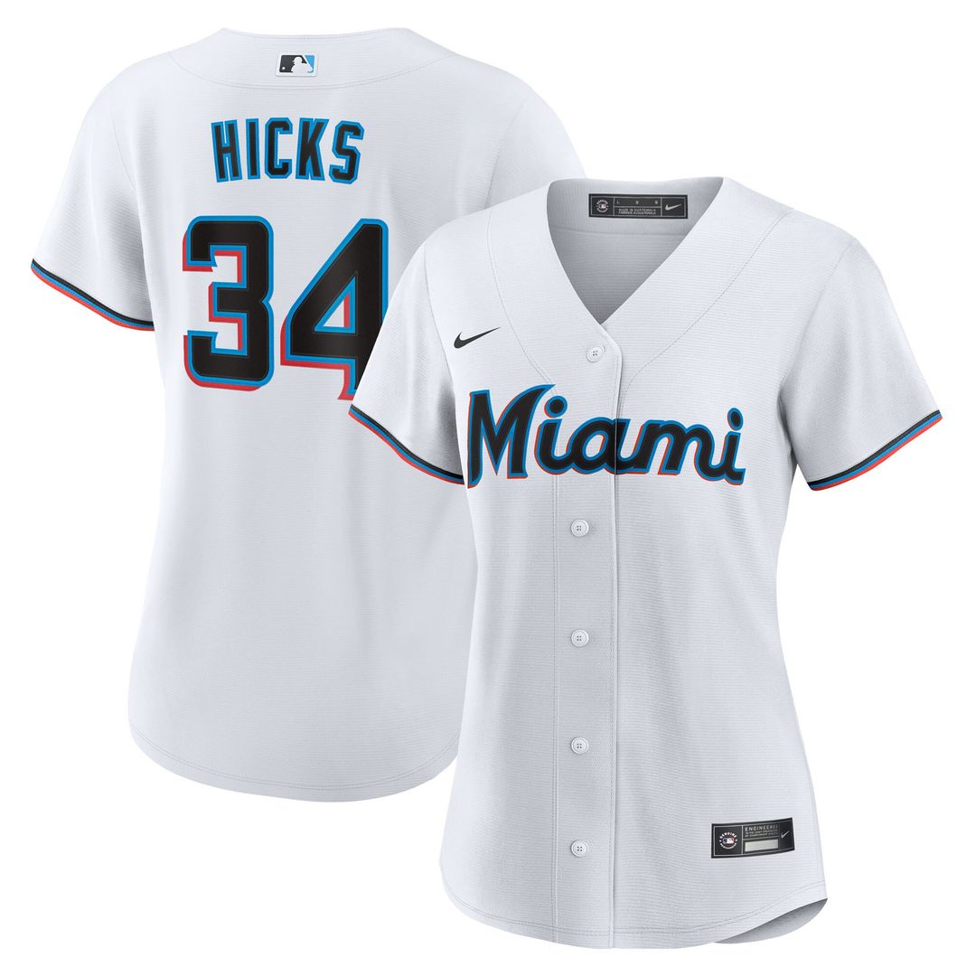 Miami Marlins Liam Hicks Nike Women's Home Replica Jersey - White Team Jersey Sports Fan Apparel