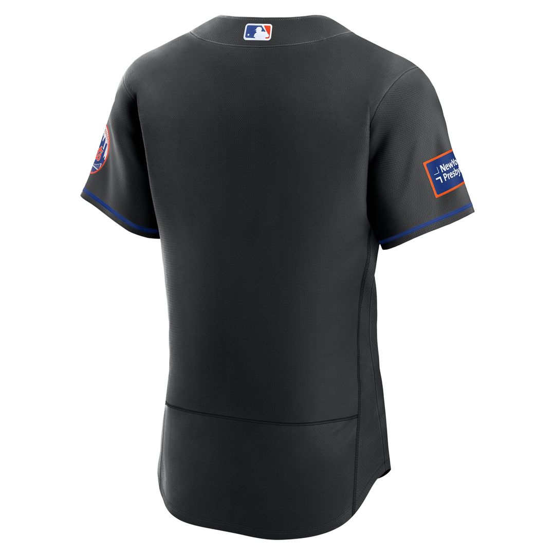 New York Mets Nike Alternate Authentic Sponsor Patch Jersey - Black Team Jersey Sports Fan Apparel