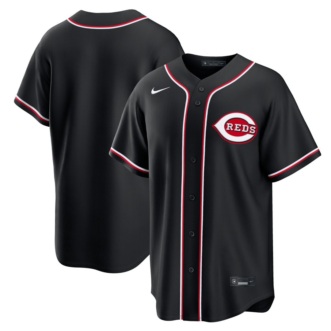 Cincinnati Reds Nike Fashion Replica Black Out Jersey Team Jersey Sports Fan Apparel