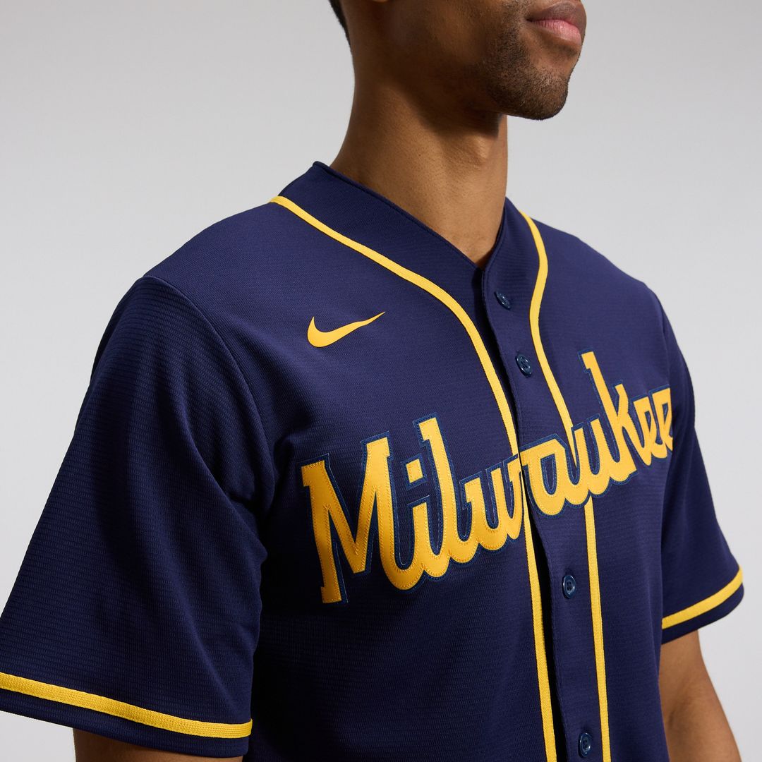 Milwaukee Brewers Nike Alternate Replica Team Jersey - Navy Team Jersey Sports Fan Apparel