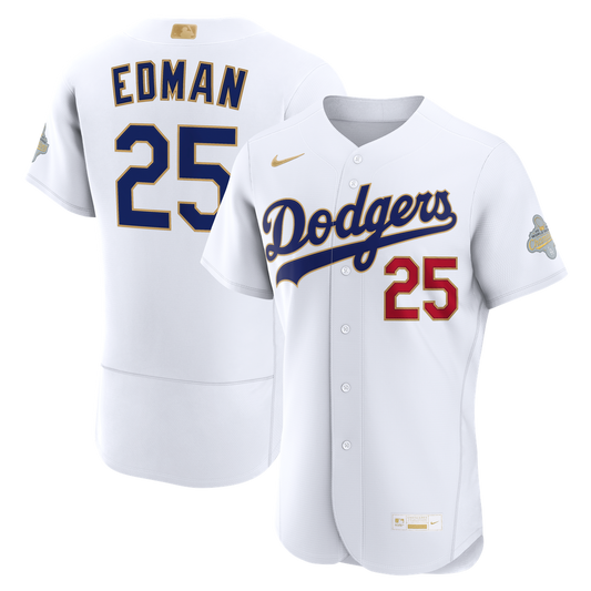 Los Angeles Dodgers Tommy Edman Nike 2026 Gold Collection Authentic Jersey - White Team Jersey Sports Fan Apparel