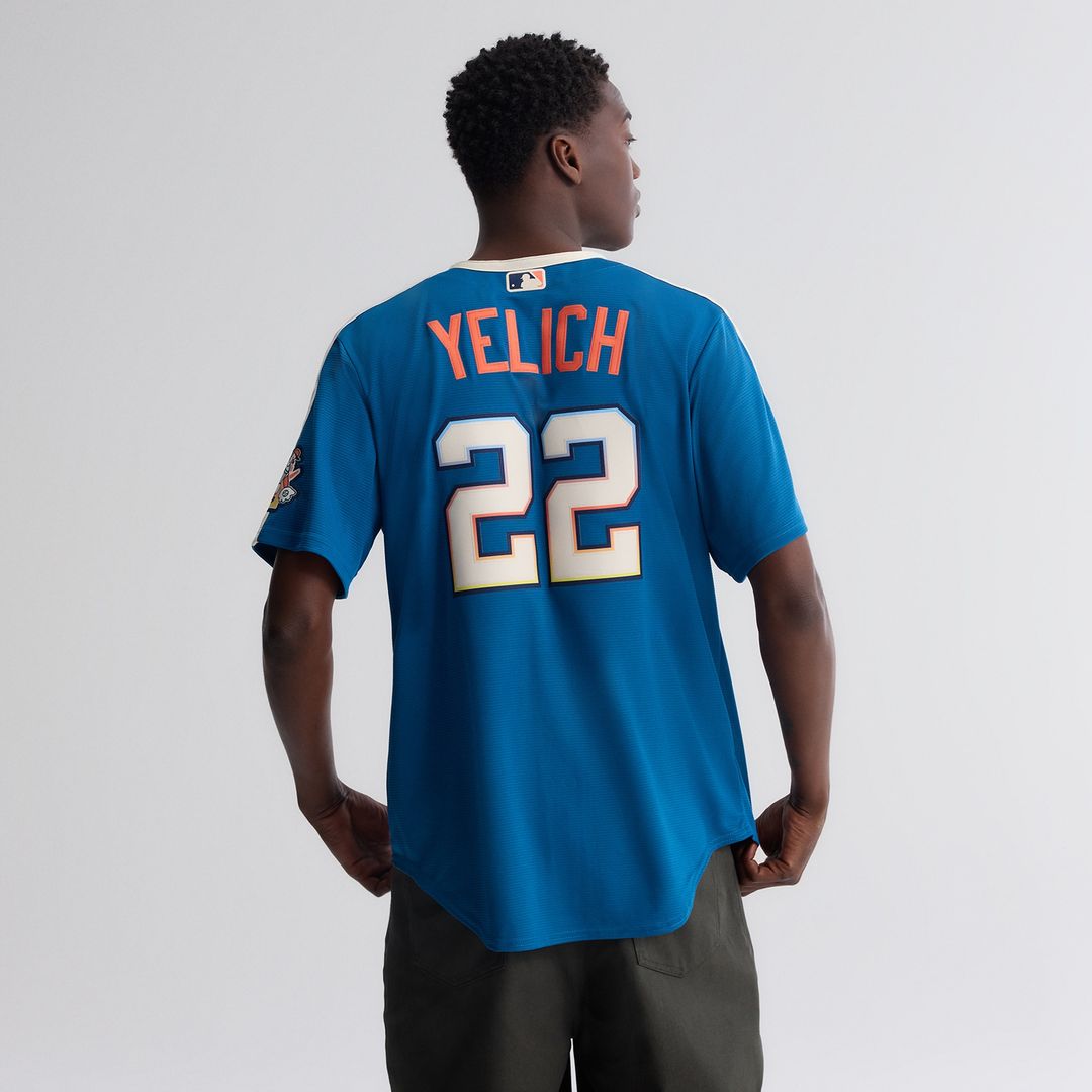 Milwaukee Brewers Christian Yelich Nike 2026 City Connect Stadium Jersey - Mineral Blue Team Jersey Sports Fan Apparel