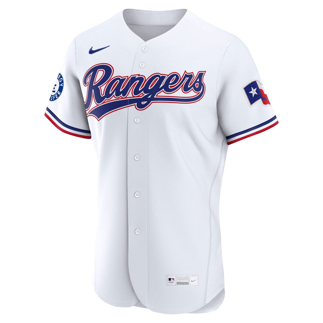 Texas Rangers Nike Home Sponsor Patch Authentic Jersey - White Team Jersey Sports Fan Apparel