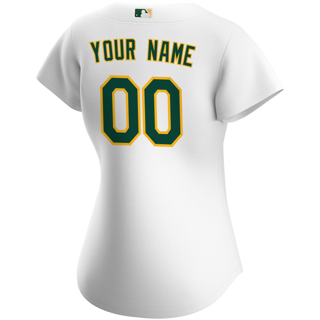 Athletics Nike Women's Home Replica Custom Jersey - White Team Jersey Sports Fan Apparel