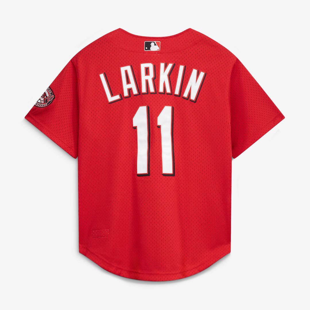 Cincinnati Reds Barry Larkin Mitchell & Ness Throwback Cooperstown Mesh Batting Practice Jersey - Red Team Jersey Sports Fan Apparel