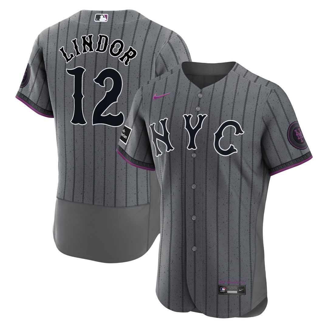 New York Mets Francisco Lindor Nike City Connect Authentic Sponsor Patch Jersey - Gray Team Jersey Sports Fan Apparel