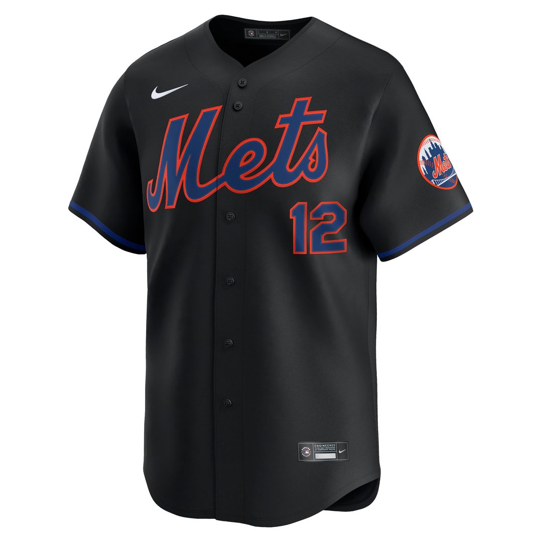 New York Mets Francisco Lindor Nike Alternate Limited Jersey - Black Team Jersey Sports Fan Apparel