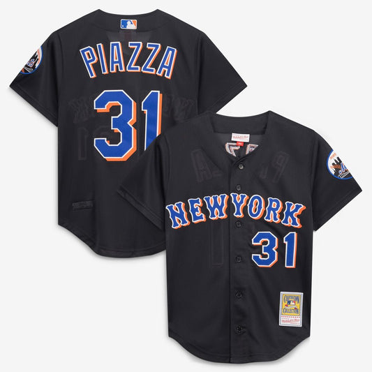 New York Mets Mike Piazza Mitchell & Ness Cooperstown 2000 Batting Practice Jersey - Black Team Jersey Sports Fan Apparel