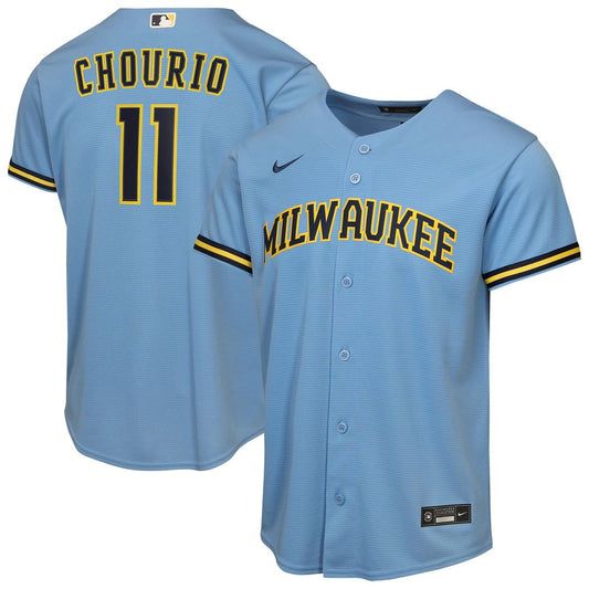 Milwaukee Brewers Jackson Chourio Nike Youth Road Replica Jersey - Light Blue Team Jersey Sports Fan Apparel