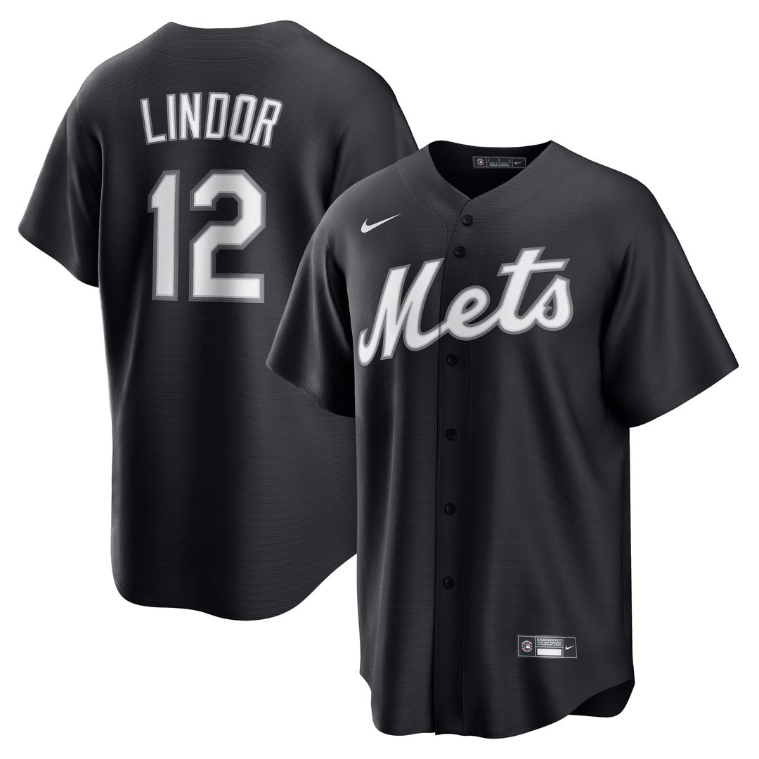 New York Mets Francisco Lindor Nike Replica Player Jersey - Black Team Jersey Sports Fan Apparel