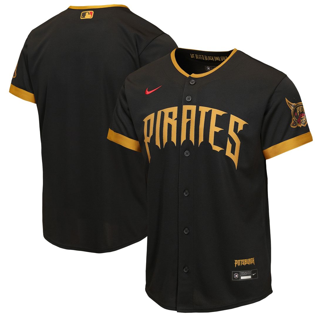 Pittsburgh Pirates Nike Youth 2026 City Connect Stadium Jersey - Black Team Jersey Sports Fan Apparel
