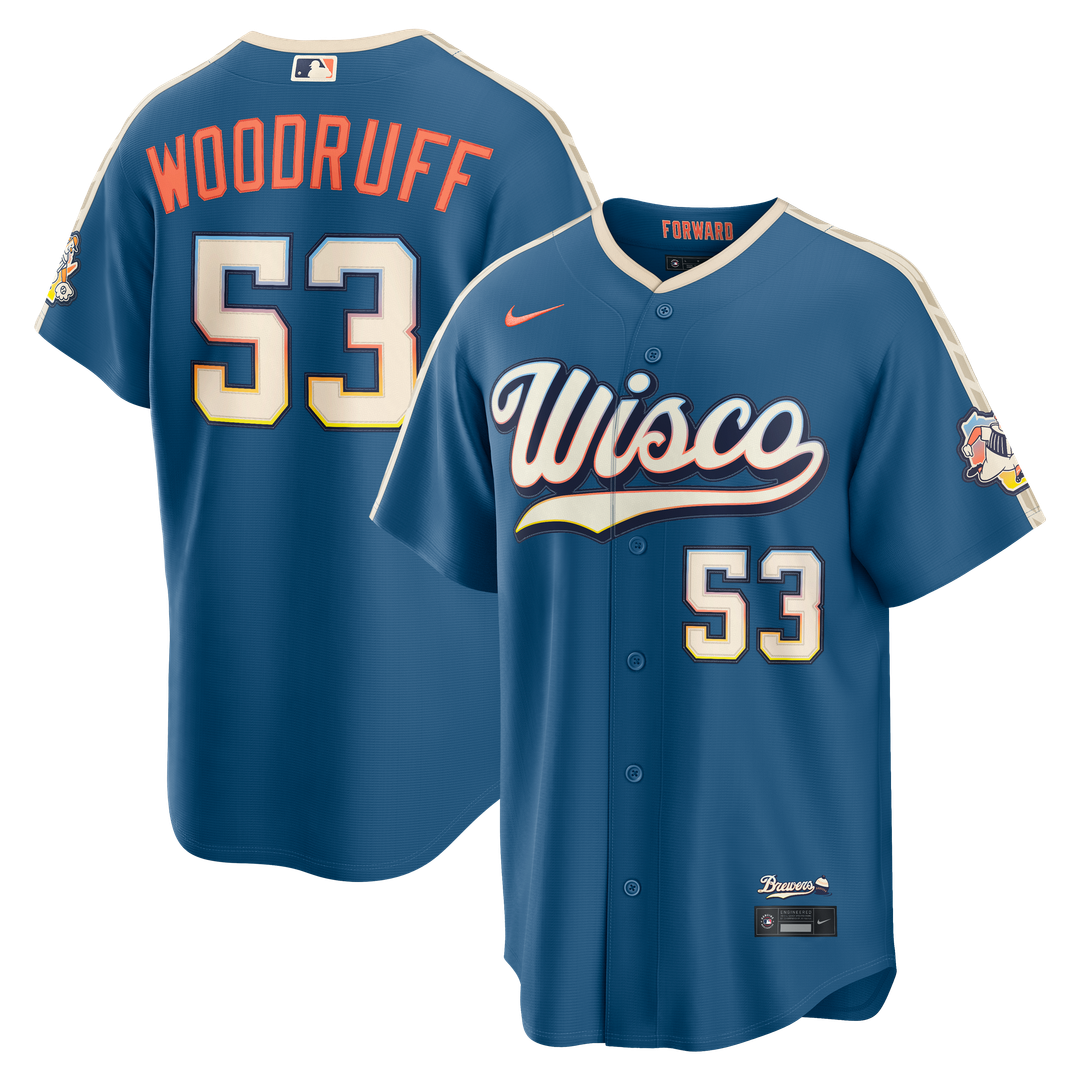 Milwaukee Brewers Brandon Woodruff Nike 2026 City Connect Stadium Jersey - Mineral Blue Team Jersey Sports Fan Apparel