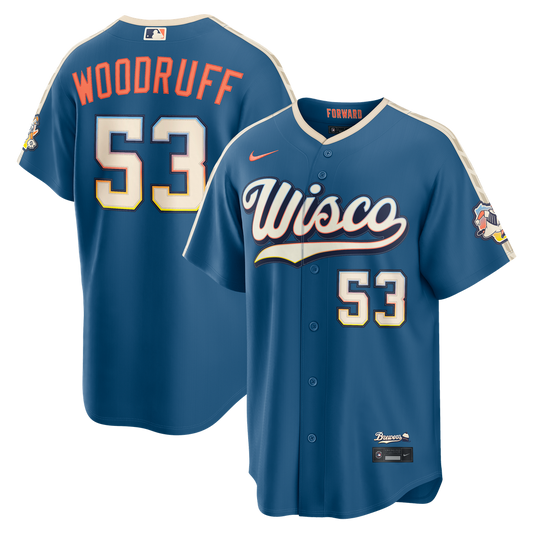 Milwaukee Brewers Brandon Woodruff Nike 2026 City Connect Stadium Jersey - Mineral Blue Team Jersey Sports Fan Apparel