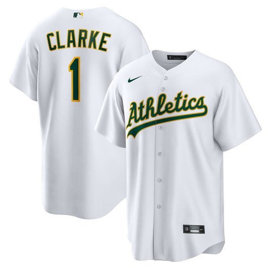 Athletics Denzel Clarke Nike Home Replica Jersey - White Team Jersey Sports Fan Apparel