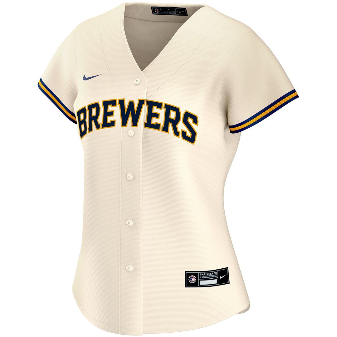 Milwaukee Brewers Nike Women's Home Replica Custom Jersey - Cream Team Jersey Sports Fan Apparel