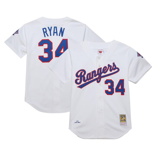 Texas Rangers Nolan Ryan Mitchell & Ness 1993 Cooperstown Authentic Jersey - White Team Jersey Sports Fan Apparel