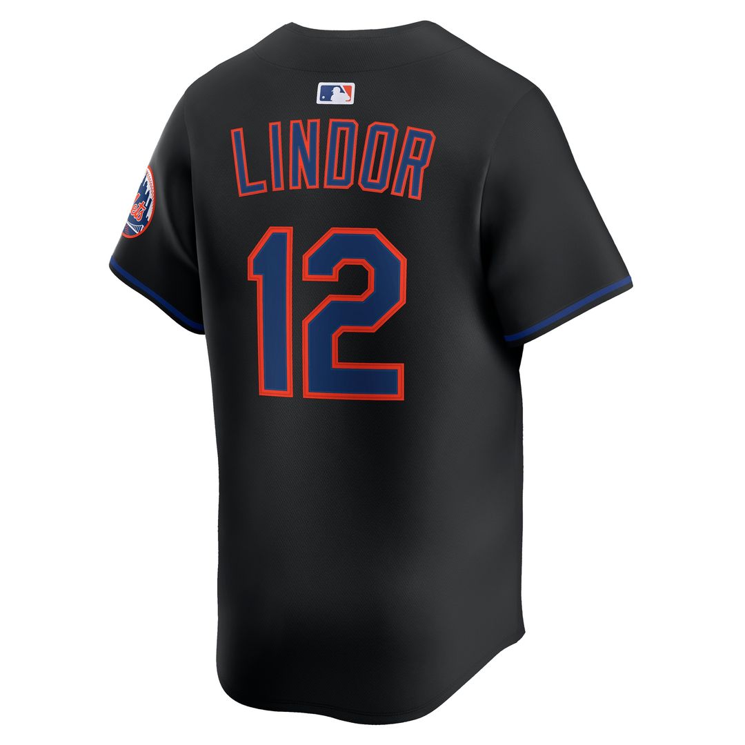 New York Mets Francisco Lindor Nike Alternate Limited Jersey - Black Team Jersey Sports Fan Apparel