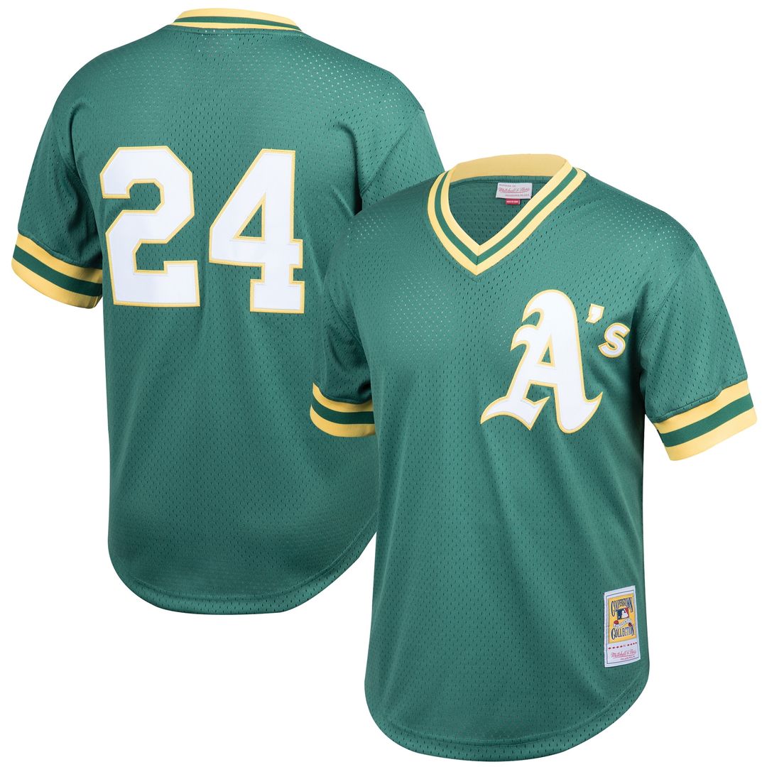 Athletics Rickey Henderson Mitchell & Ness Cooperstown Big & Tall Mesh Batting Practice Jersey - Green Team Jersey Sports Fan Apparel