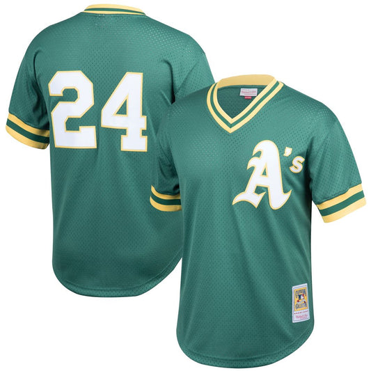 Athletics Rickey Henderson Mitchell & Ness Cooperstown Big & Tall Mesh Batting Practice Jersey - Green Team Jersey Sports Fan Apparel