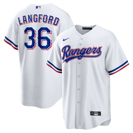 Texas Rangers Wyatt Langford Nike Home Replica Jersey - White Team Jersey Sports Fan Apparel